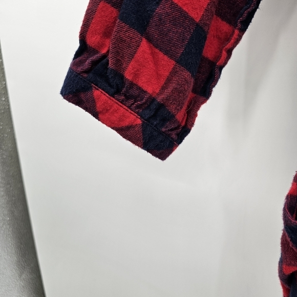 Hanna Anderson Red & Navy Buffalo Plaid Flannel Dress Girks Size 14/16 - Picture 4 of 7